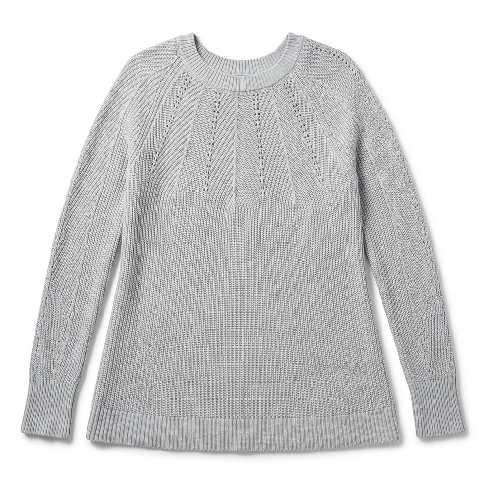 LOFT S Light Blue Grey Chevron Textured Knit Sweater Womens Casual Cozy