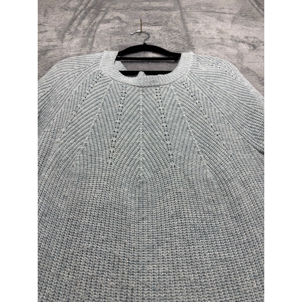 LOFT S Light Blue Grey Chevron Textured Knit Sweater Womens Casual Cozy