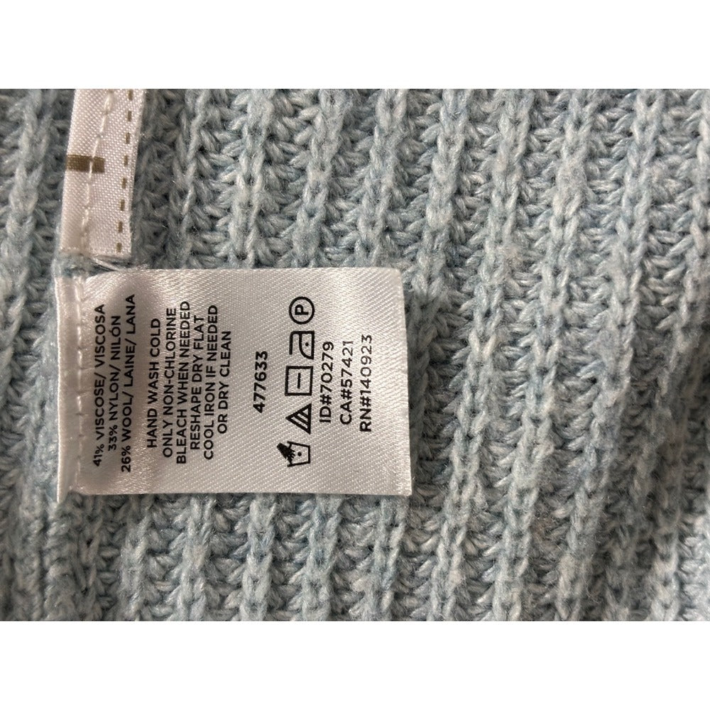 LOFT S Light Blue Grey Chevron Textured Knit Sweater Womens Casual Cozy