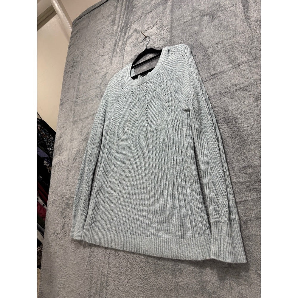 LOFT S Light Blue Grey Chevron Textured Knit Sweater Womens Casual Cozy