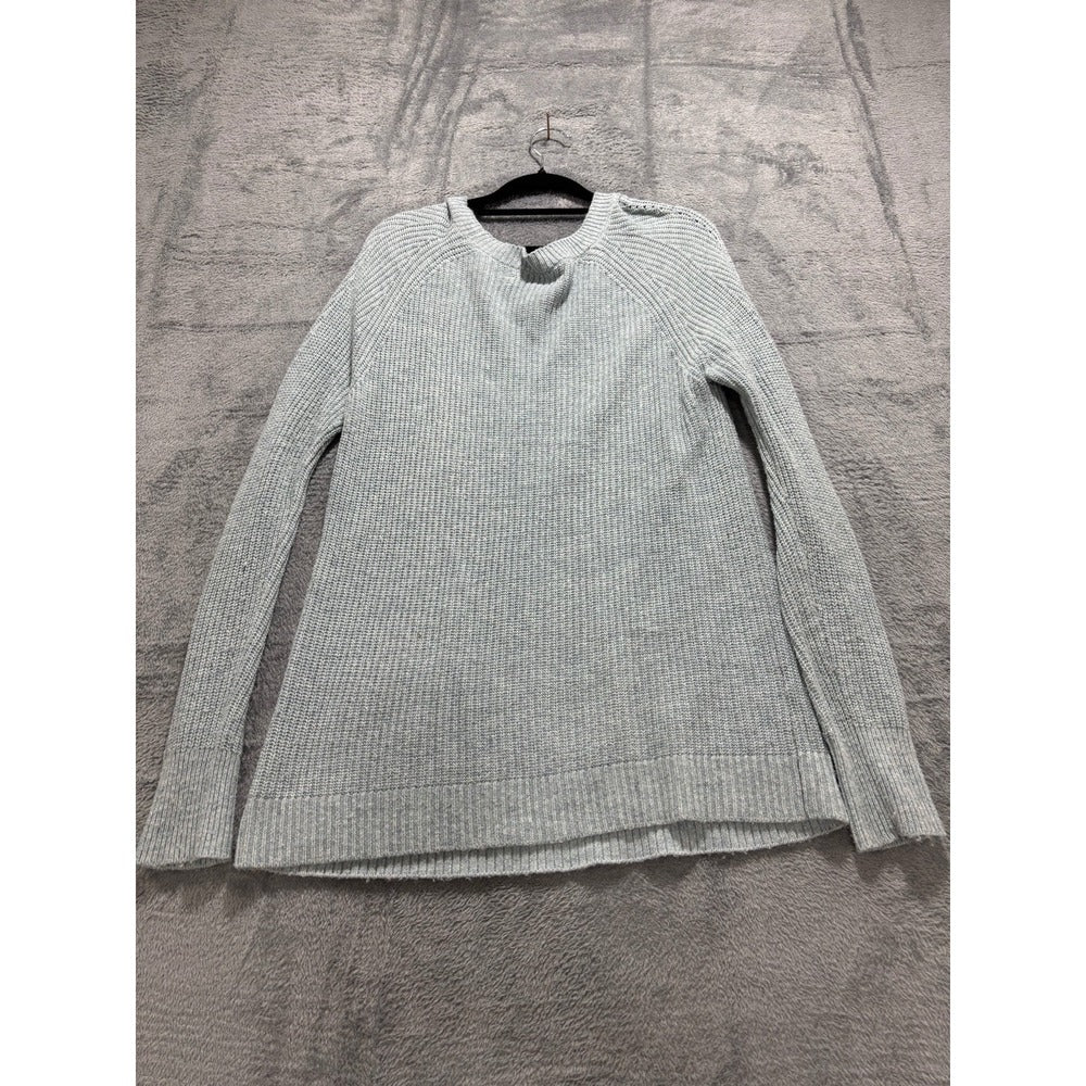 LOFT S Light Blue Grey Chevron Textured Knit Sweater Womens Casual Cozy
