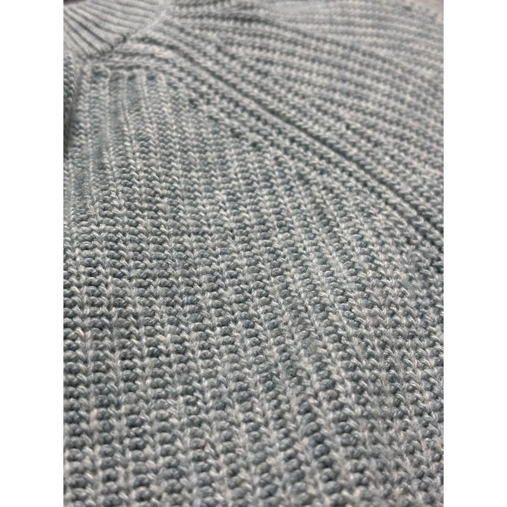 LOFT S Light Blue Grey Chevron Textured Knit Sweater Womens Casual Cozy