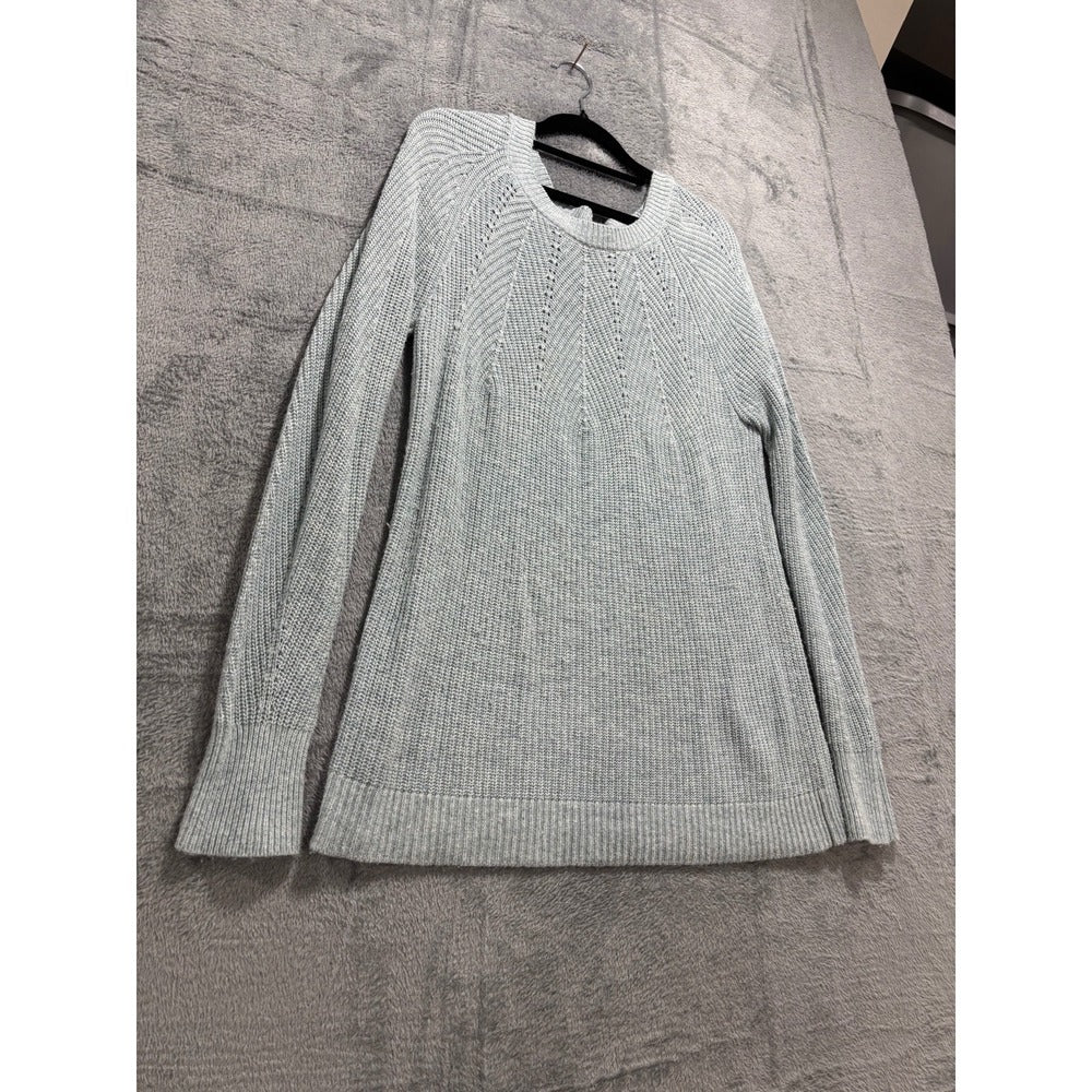 LOFT S Light Blue Grey Chevron Textured Knit Sweater Womens Casual Cozy