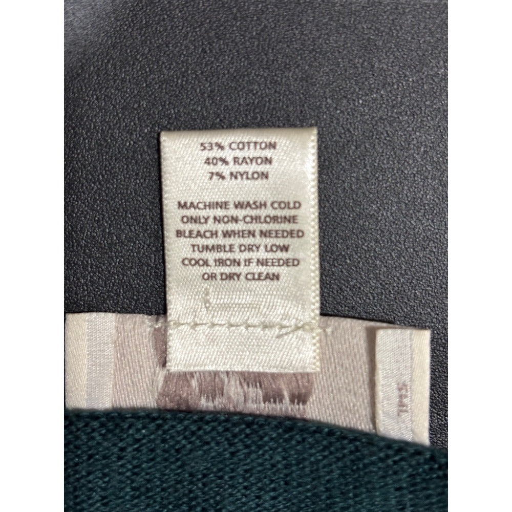 LOFT Outlet S Dark Green Sweater Waffle Knit Sleeve Womens Casual Cozy Pullover