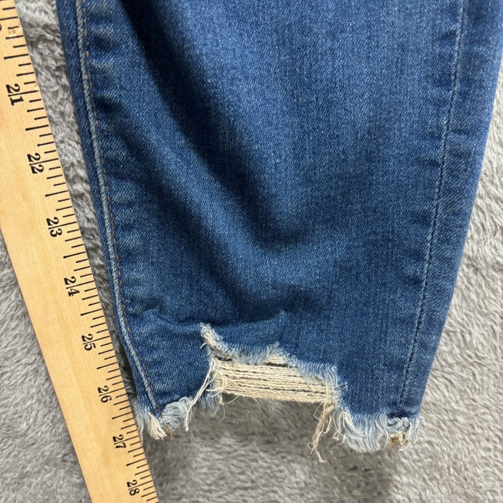 LOFT Womens 8/29 Blue Curvy Skinny Crop Jeans Distressed Casual Boho Denim