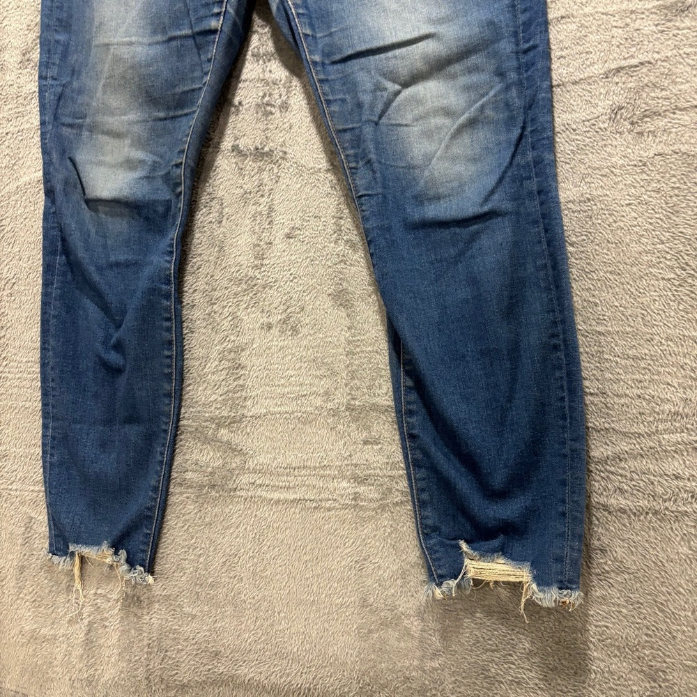 LOFT Womens 8/29 Blue Curvy Skinny Crop Jeans Distressed Casual Boho Denim
