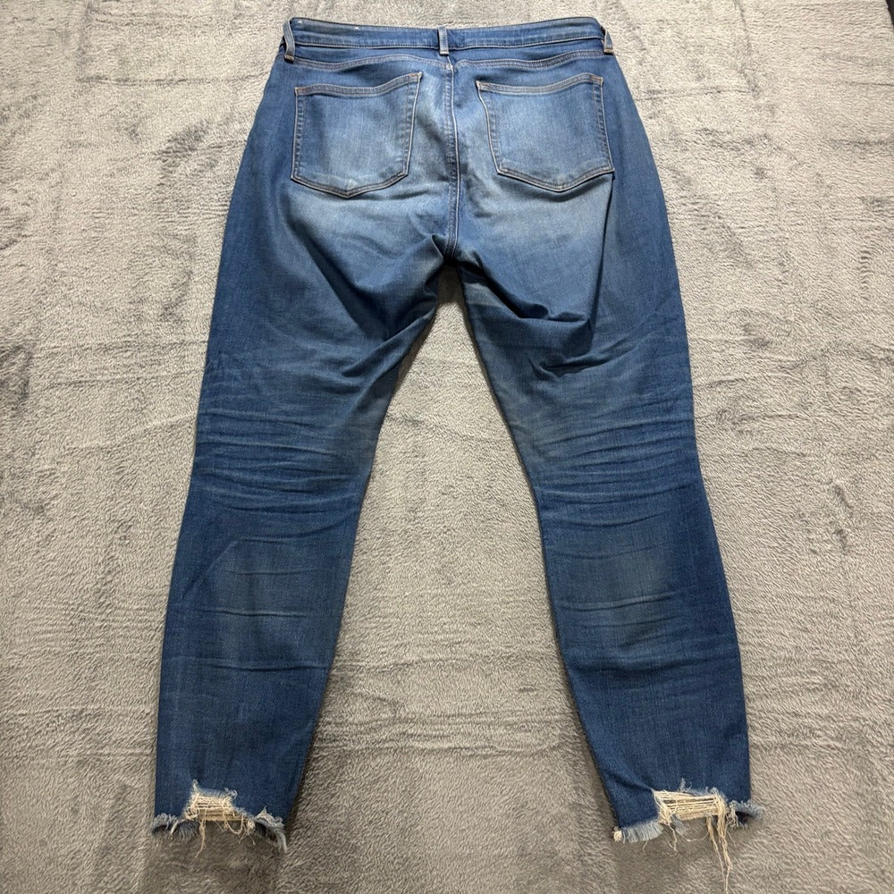LOFT Womens 8/29 Blue Curvy Skinny Crop Jeans Distressed Casual Boho Denim