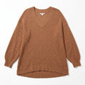 American Eagle Womens XS Camel Tan Waffle Knit V-Neck Sweater Cozy Casual Boho