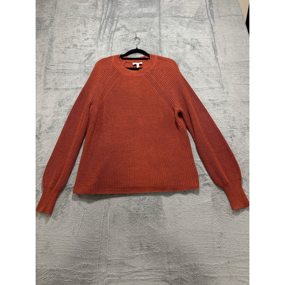 Jessica Simpson M Womens Rust Orange Ribbed Crewneck Sweater Cozy Casual Boho