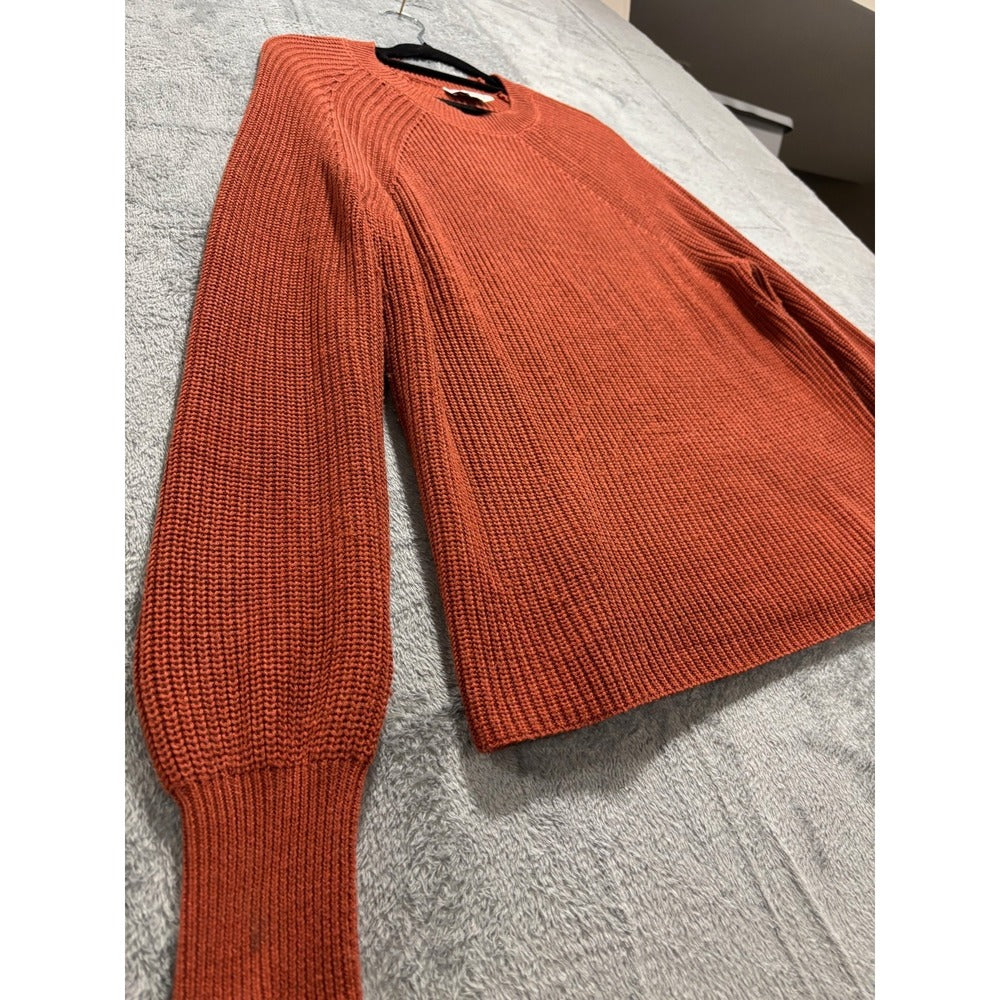 Jessica Simpson M Womens Rust Orange Ribbed Crewneck Sweater Cozy Casual Boho