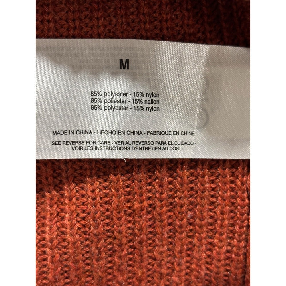 Jessica Simpson M Womens Rust Orange Ribbed Crewneck Sweater Cozy Casual Boho