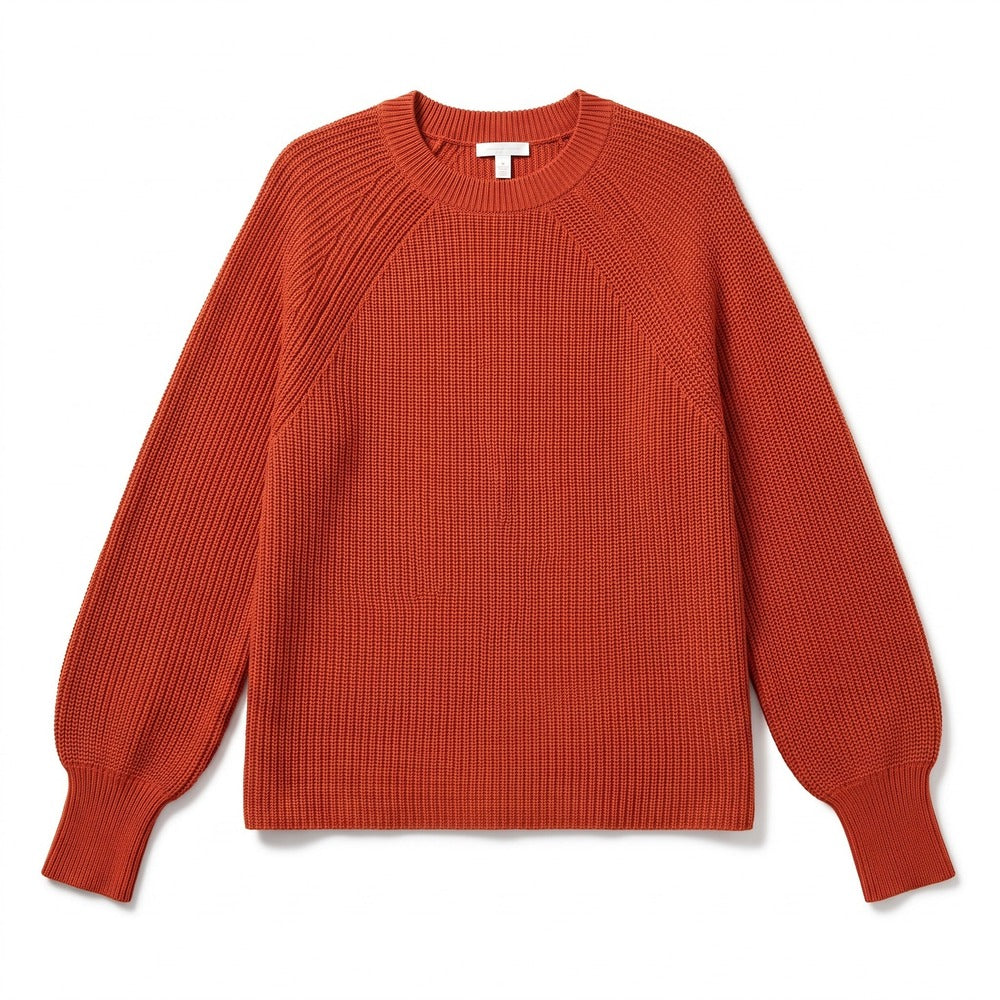 Jessica Simpson M Womens Rust Orange Ribbed Crewneck Sweater Cozy Casual Boho
