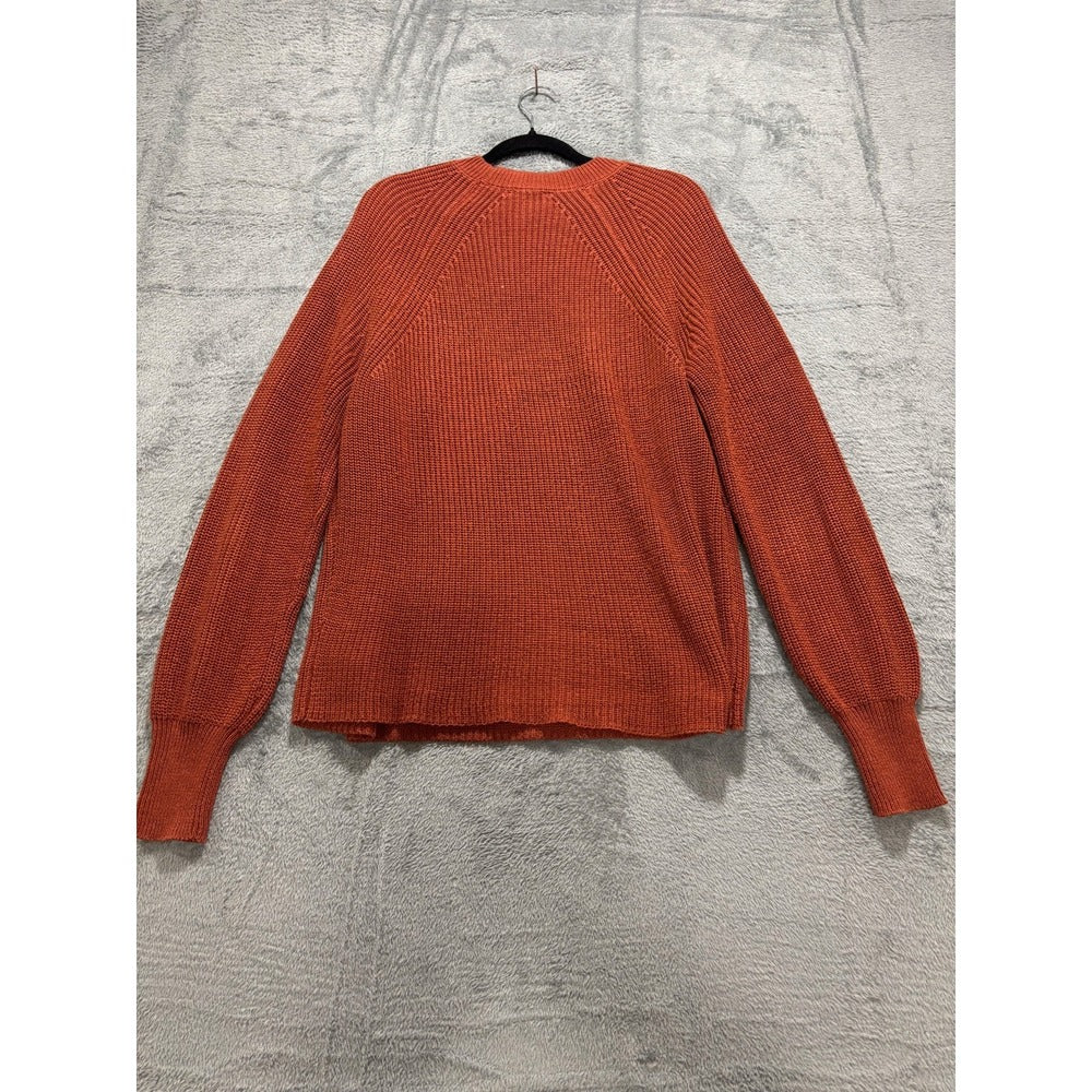 Jessica Simpson M Womens Rust Orange Ribbed Crewneck Sweater Cozy Casual Boho