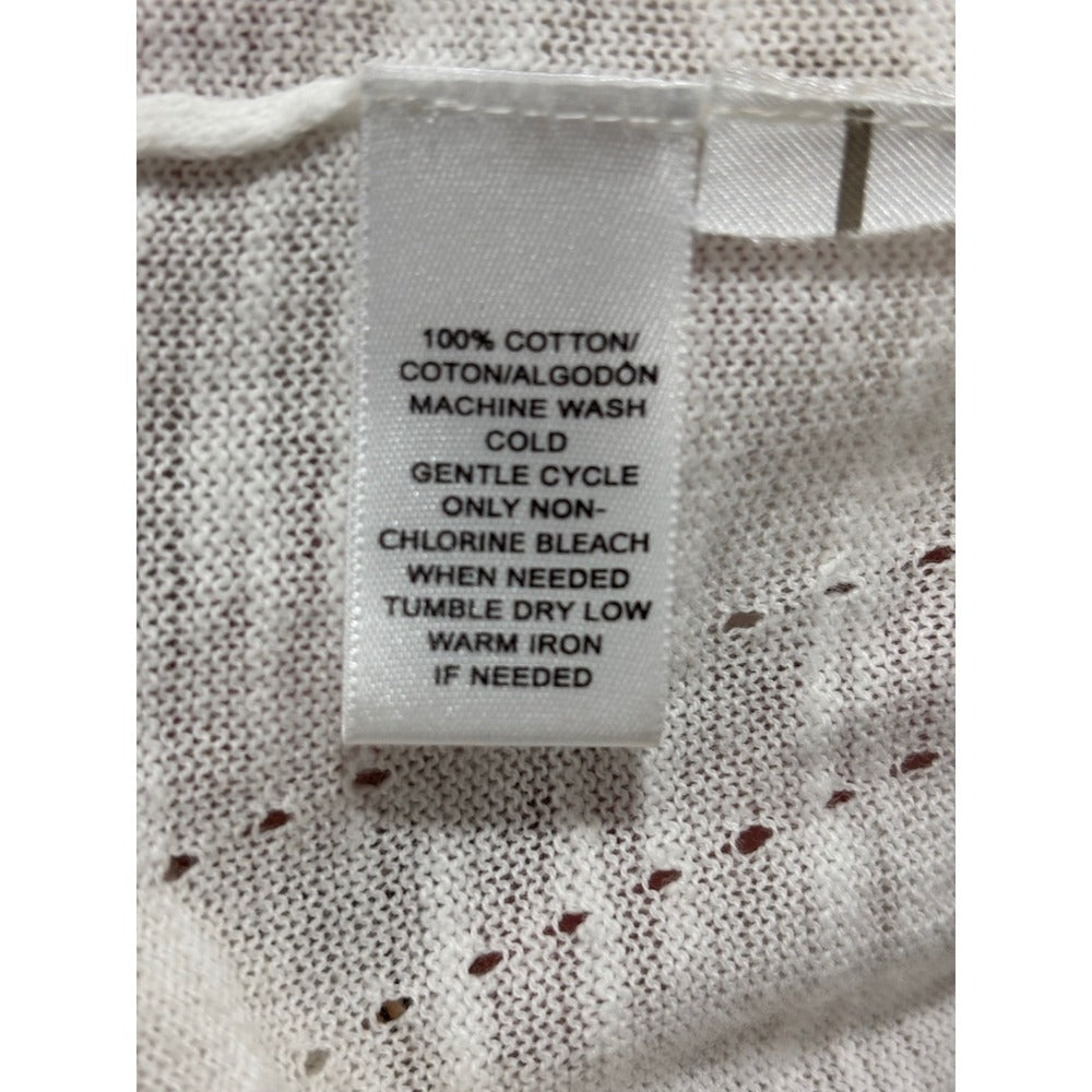 LOFT Womens S Cream Lace-Up Thermal Knit Top Boho Casual