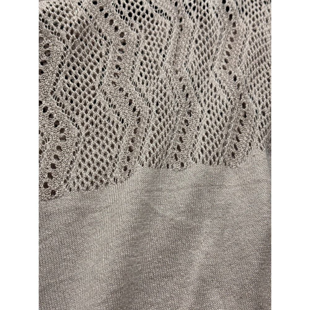 LC Lauren Conrad S Taupe Crochet Shoulder Yoke Sweater Womens Boho Casual