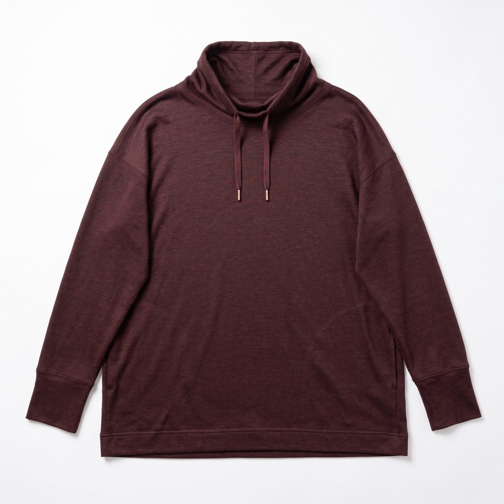 Old Navy Active Womens M Burgundy Cowl Neck Drawstring Pullover Athleisure Cozy