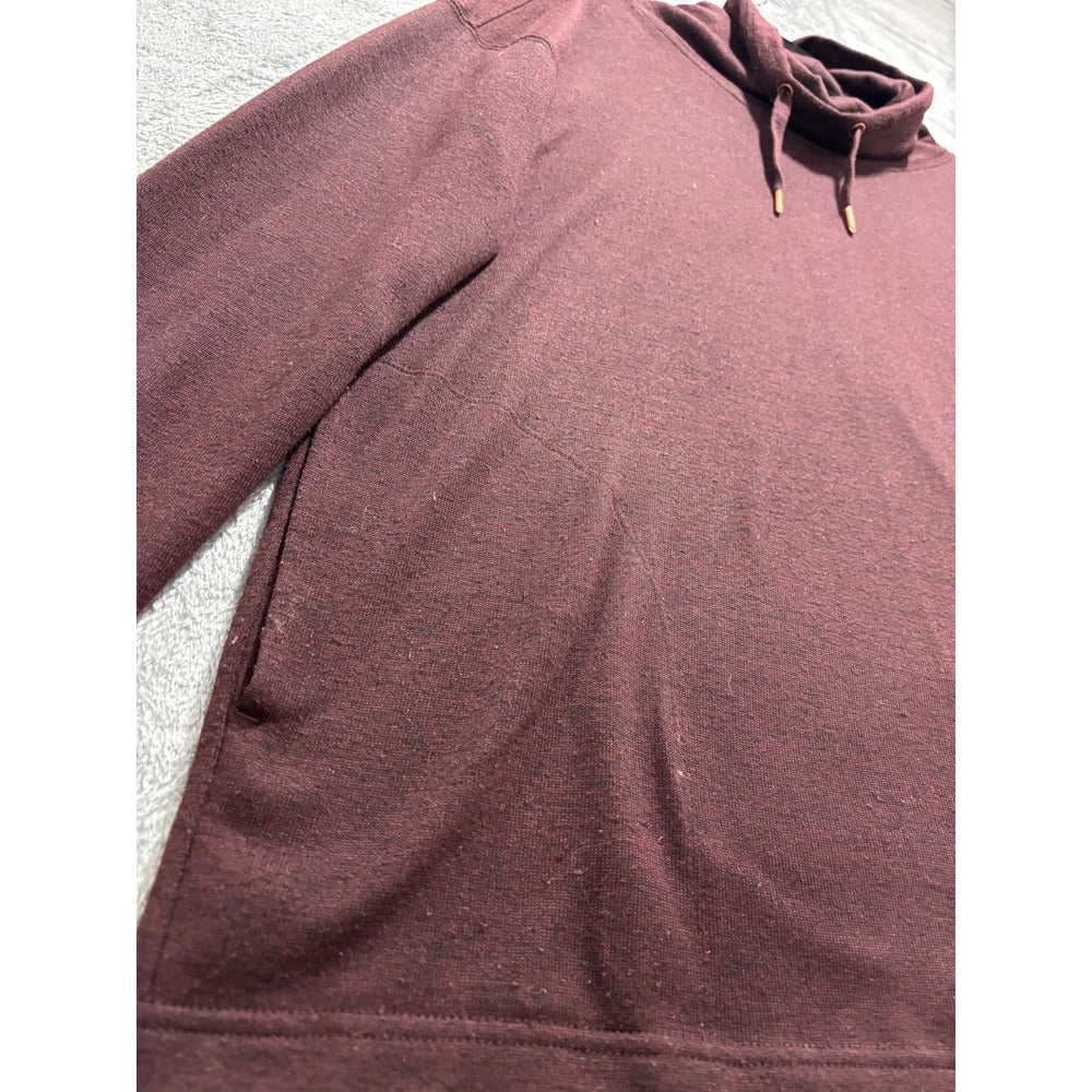 Old Navy Active Womens M Burgundy Cowl Neck Drawstring Pullover Athleisure Cozy