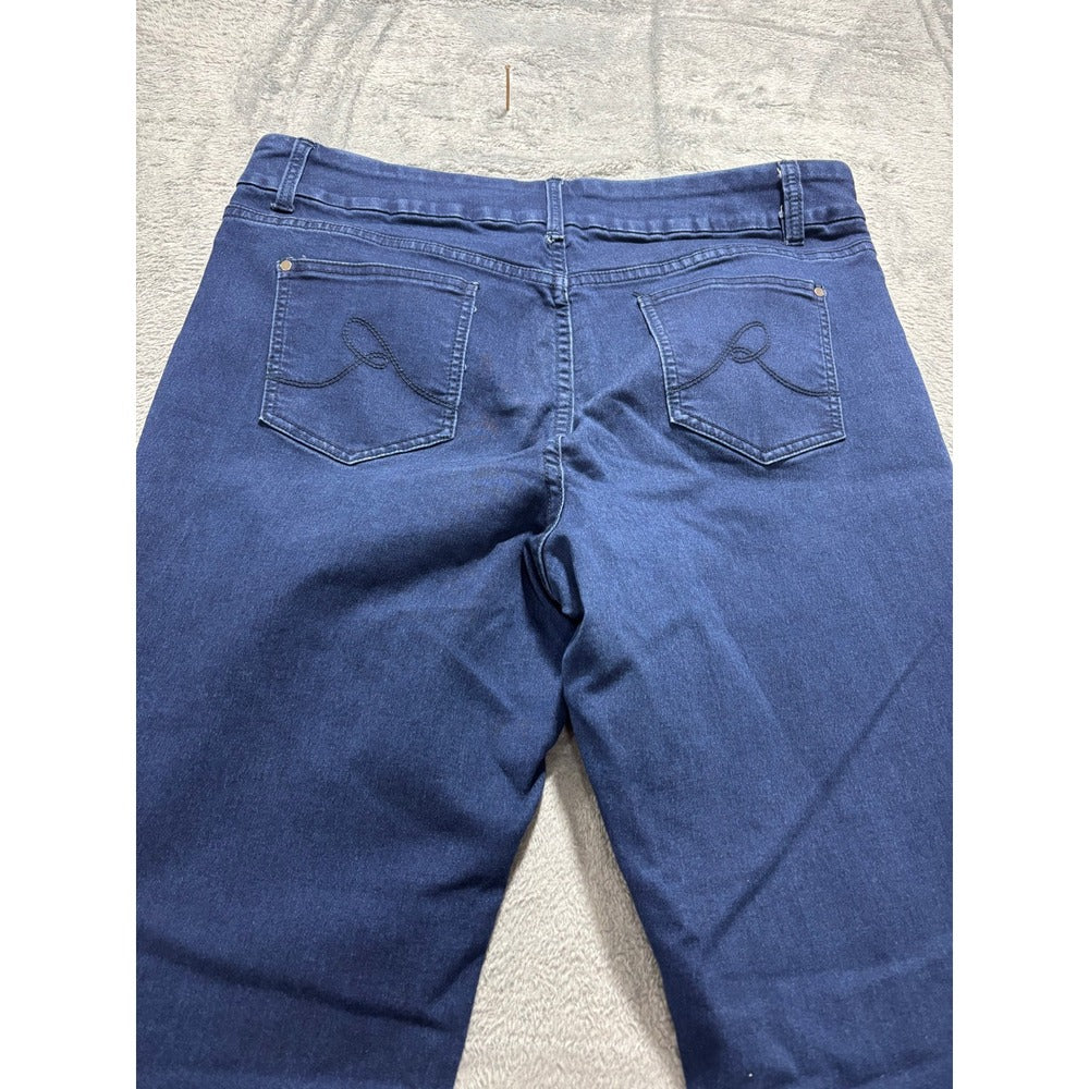 Rekucci Womens 14 Dark Wash Blue Straight Leg Jeans Stretch Denim Casual Classic