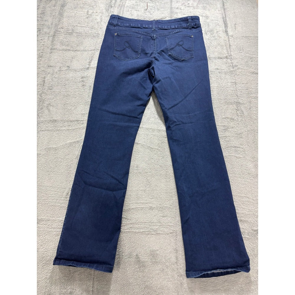 Rekucci Womens 14 Dark Wash Blue Straight Leg Jeans Stretch Denim Casual Classic