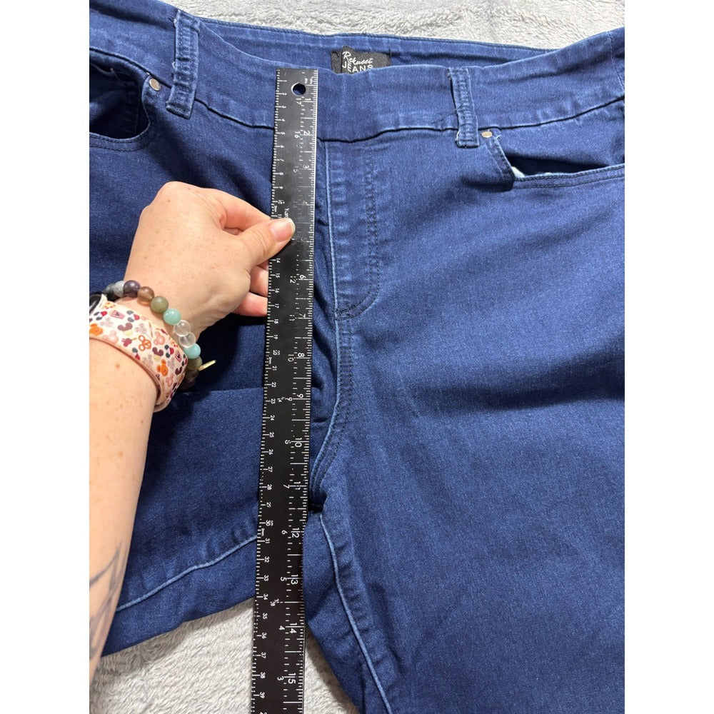 Rekucci Womens 14 Dark Wash Blue Straight Leg Jeans Stretch Denim Casual Classic