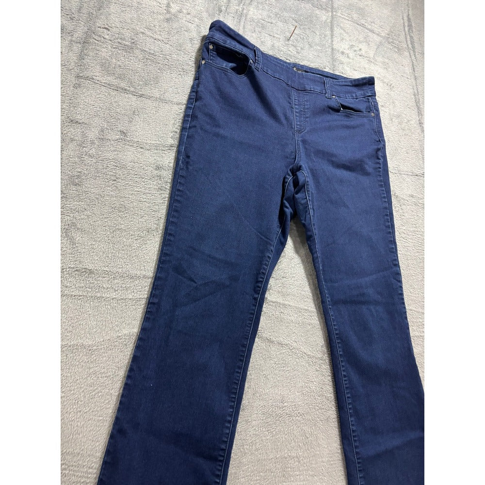 Rekucci Womens 14 Dark Wash Blue Straight Leg Jeans Stretch Denim Casual Classic