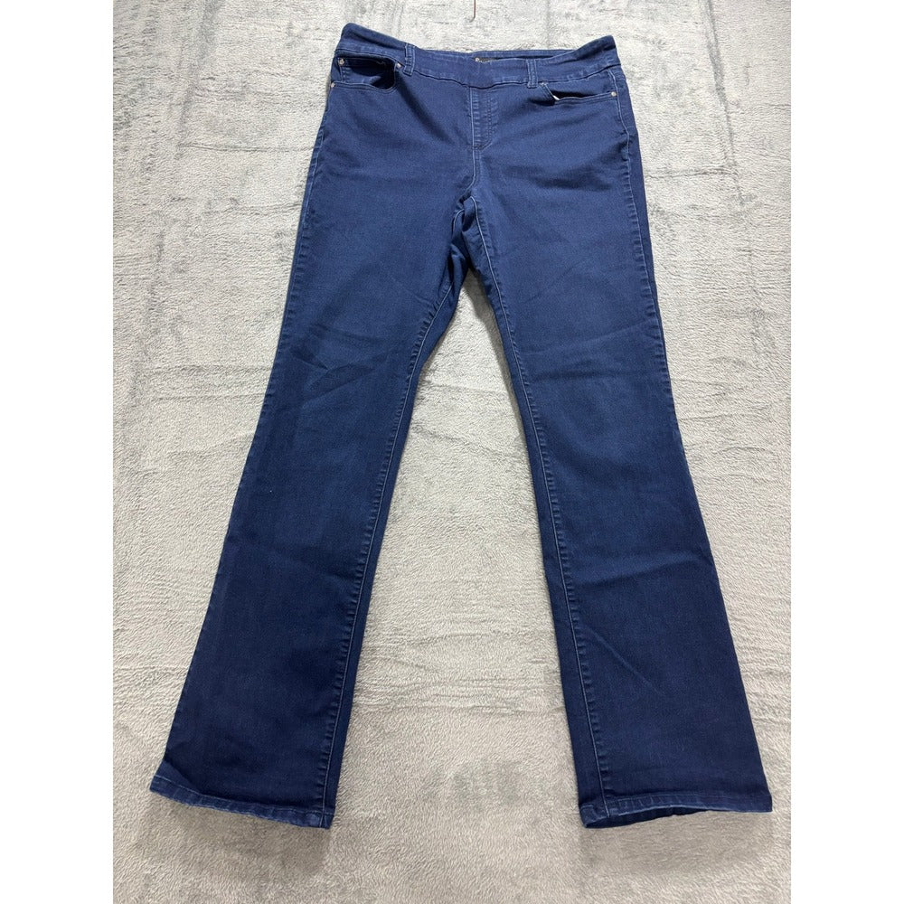 Rekucci Womens 14 Dark Wash Blue Straight Leg Jeans Stretch Denim Casual Classic