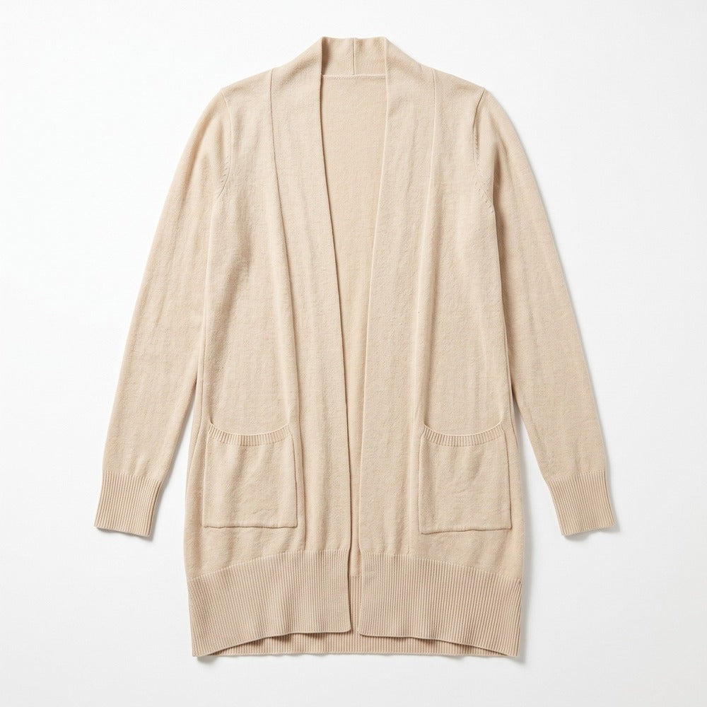 Dreamers Womens M/L Cream Open Front Long Cardigan Sweater Cozy Casual Boho
