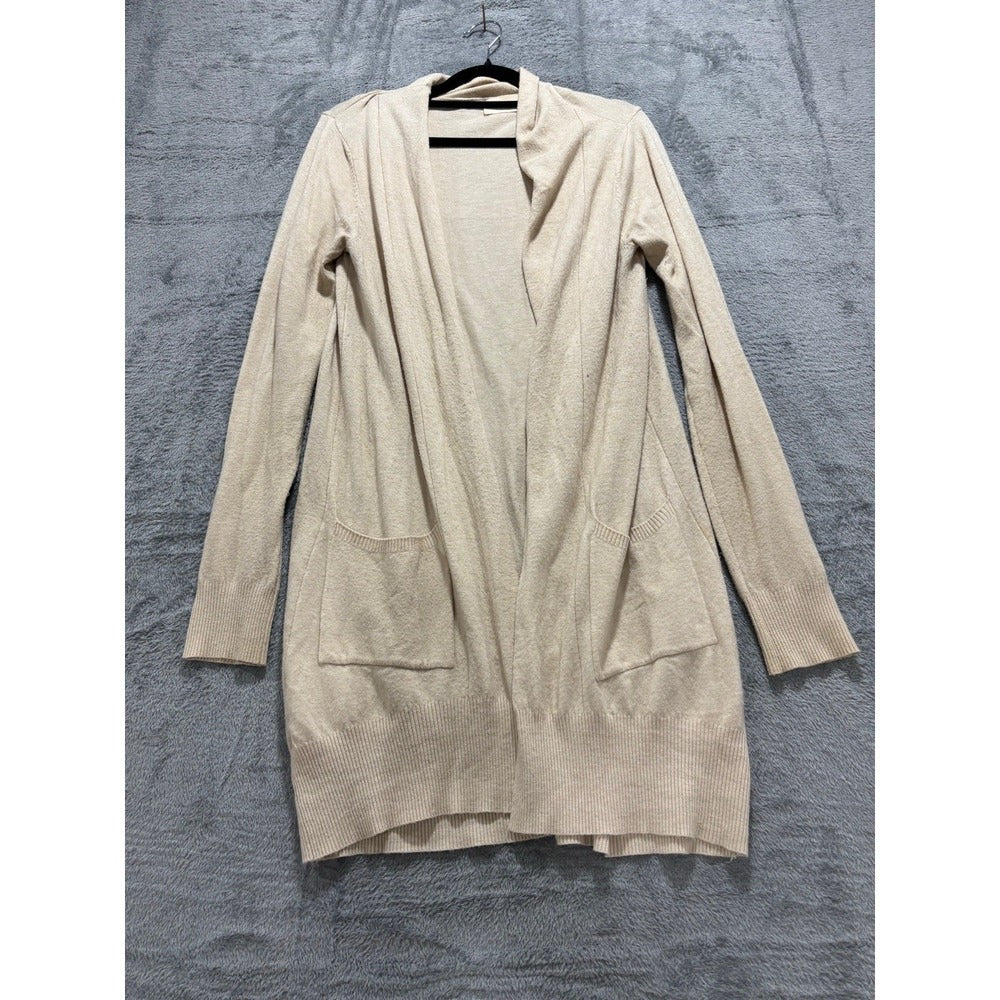 Dreamers Womens M/L Cream Open Front Long Cardigan Sweater Cozy Casual Boho