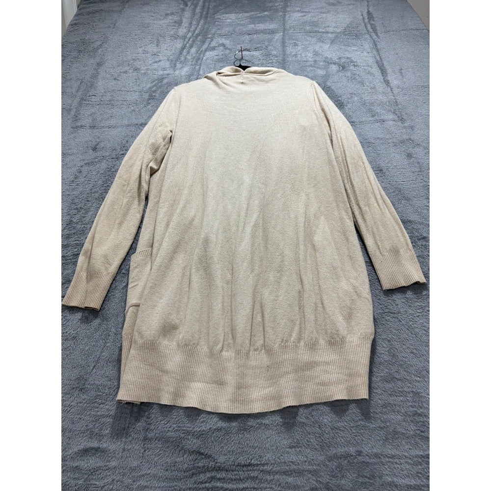 Dreamers Womens M/L Cream Open Front Long Cardigan Sweater Cozy Casual Boho