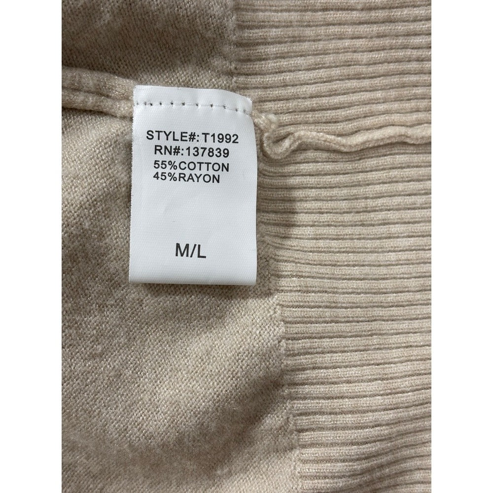 Dreamers Womens M/L Cream Open Front Long Cardigan Sweater Cozy Casual Boho