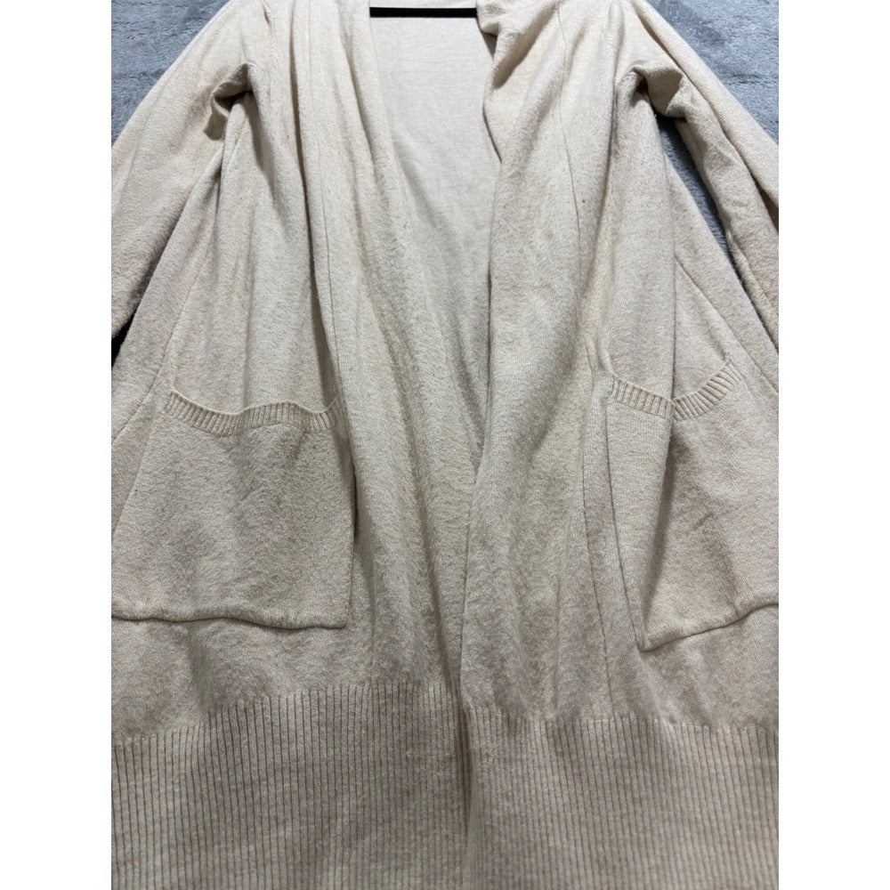 Dreamers Womens M/L Cream Open Front Long Cardigan Sweater Cozy Casual Boho