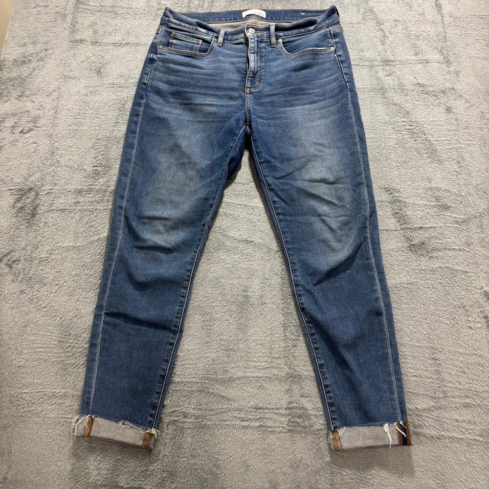 LOFT Womens 29/8 Dark Wash Skinny Jeans Raw Hem Casual Boho Denim Pants