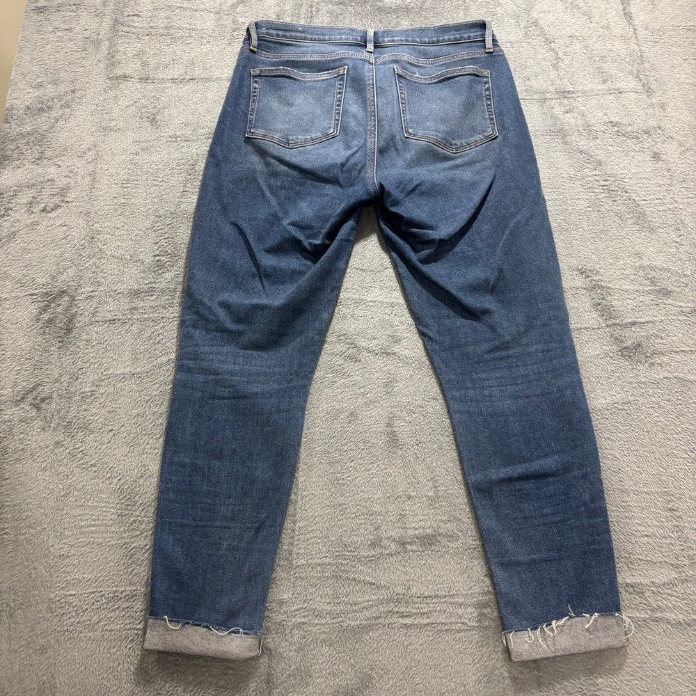 LOFT Womens 29/8 Dark Wash Skinny Jeans Raw Hem Casual Boho Denim Pants