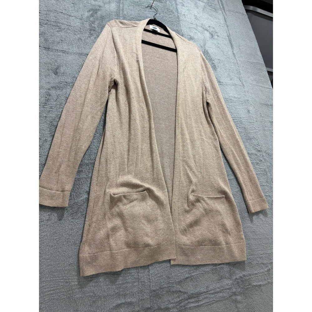 Old Navy Womens S Oatmeal Open Front Long Cardigan Pockets Casual Cozy