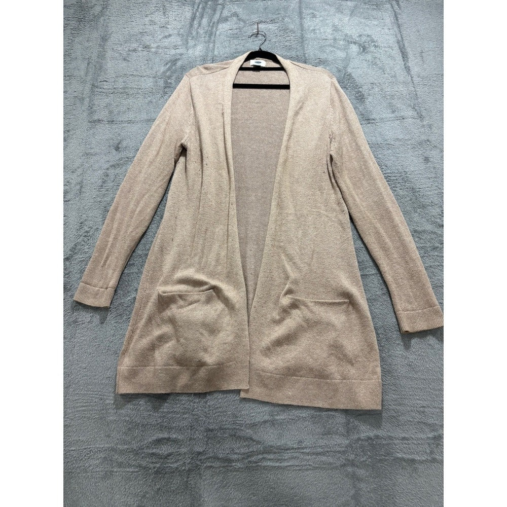 Old Navy Womens S Oatmeal Open Front Long Cardigan Pockets Casual Cozy