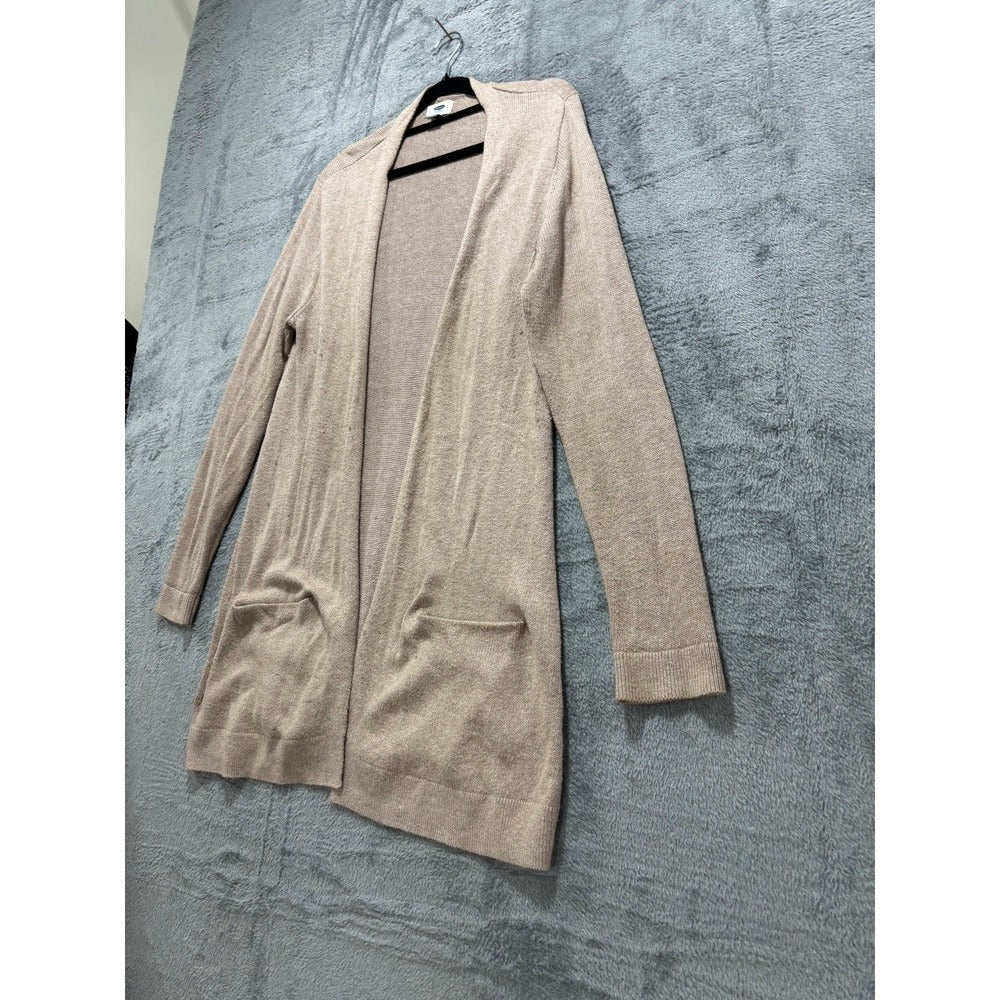 Old Navy Womens S Oatmeal Open Front Long Cardigan Pockets Casual Cozy