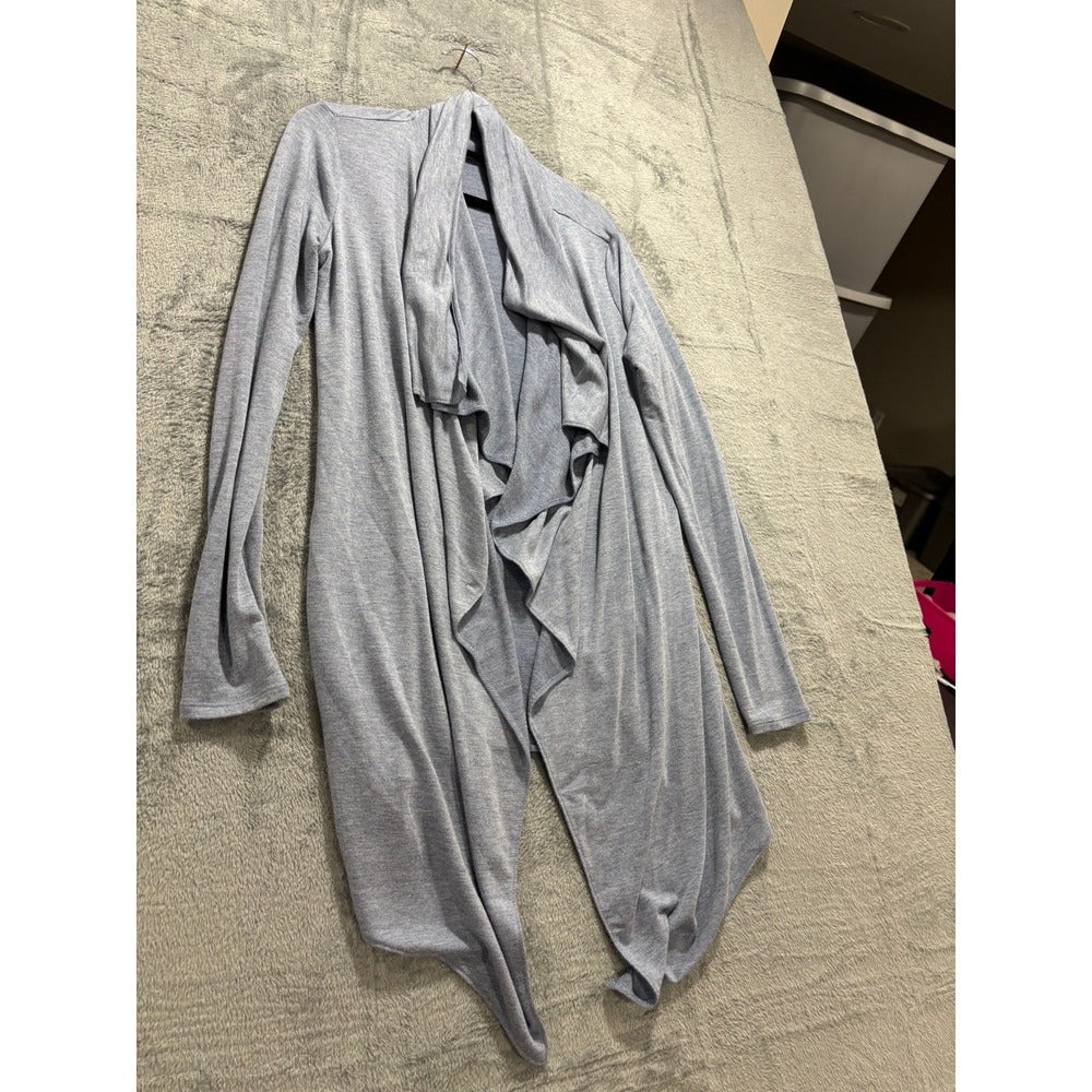 a.n.a Womens XS Heather Blue Gray Waterfall Drape Open Cardigan Casual Boho