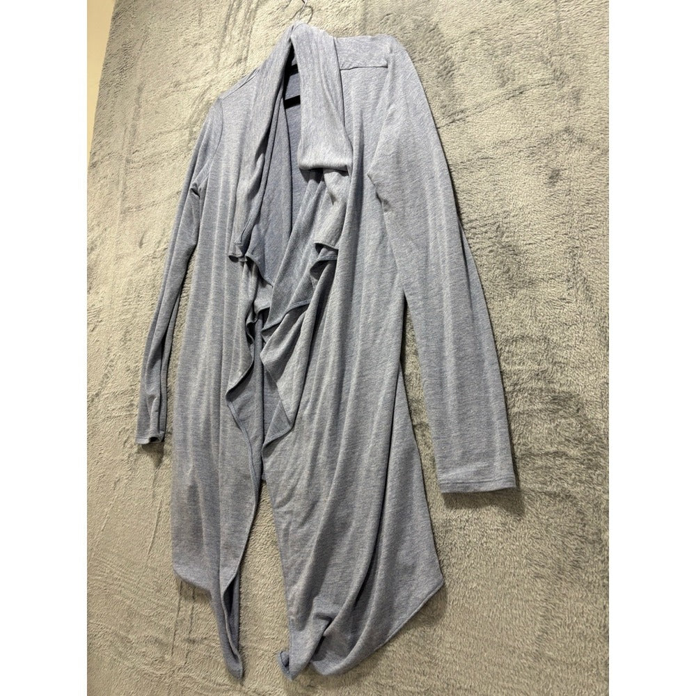 a.n.a Womens XS Heather Blue Gray Waterfall Drape Open Cardigan Casual Boho