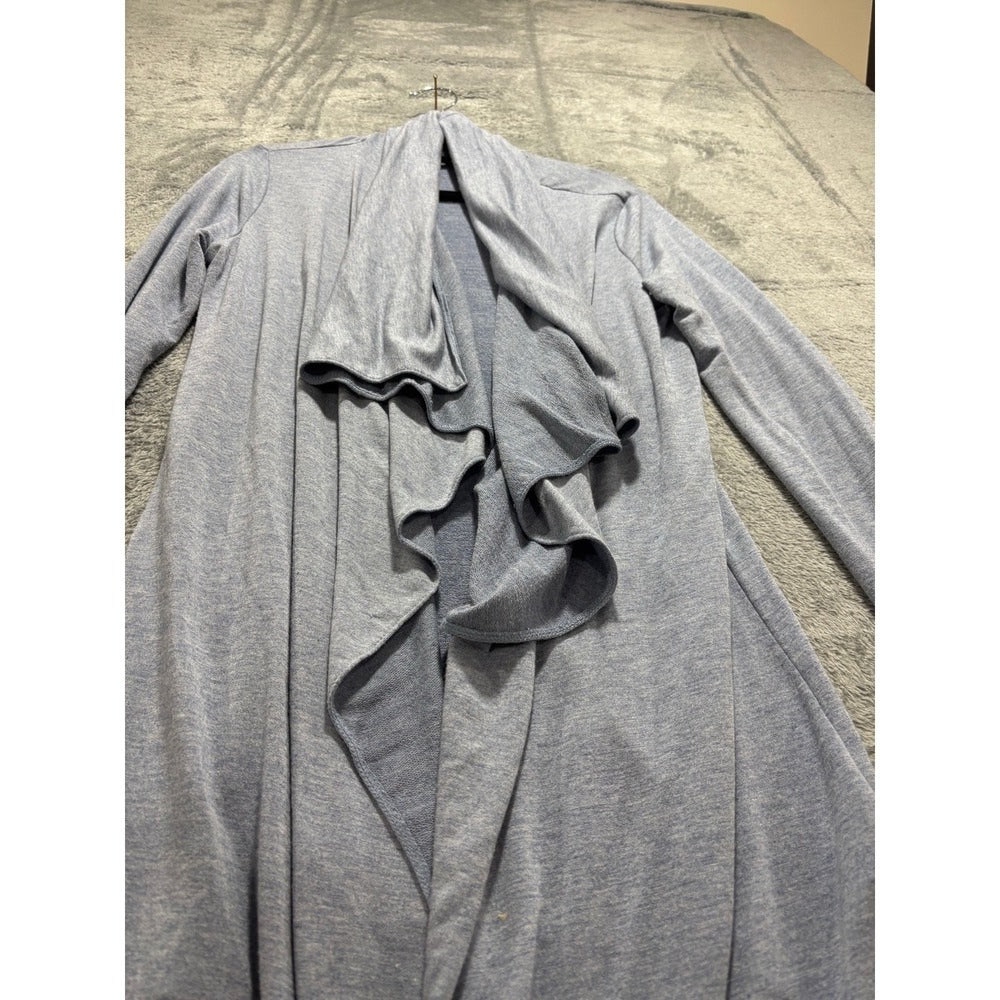 a.n.a Womens XS Heather Blue Gray Waterfall Drape Open Cardigan Casual Boho