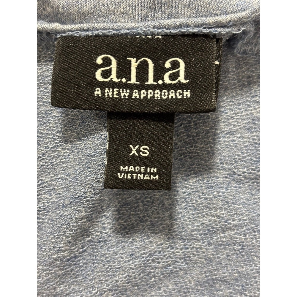 a.n.a Womens XS Heather Blue Gray Waterfall Drape Open Cardigan Casual Boho