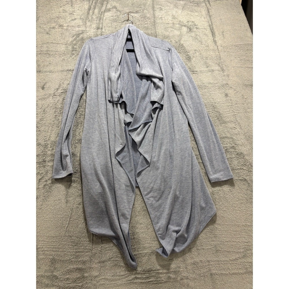 a.n.a Womens XS Heather Blue Gray Waterfall Drape Open Cardigan Casual Boho