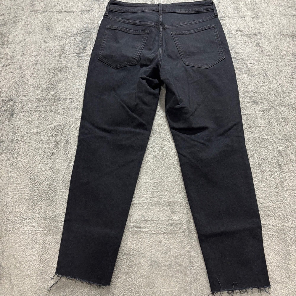 Old Navy Womens 8 Black O.G. Straight High-Rise Jeans Distressed Casual Grunge