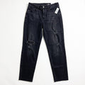Old Navy Womens 8 Black O.G. Straight High-Rise Jeans Distressed Casual Grunge