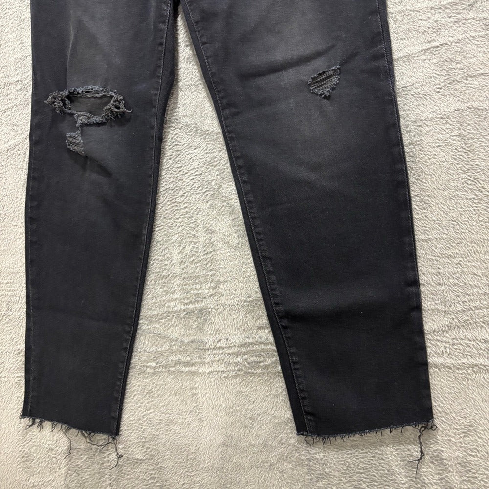 Old Navy Womens 8 Black O.G. Straight High-Rise Jeans Distressed Casual Grunge