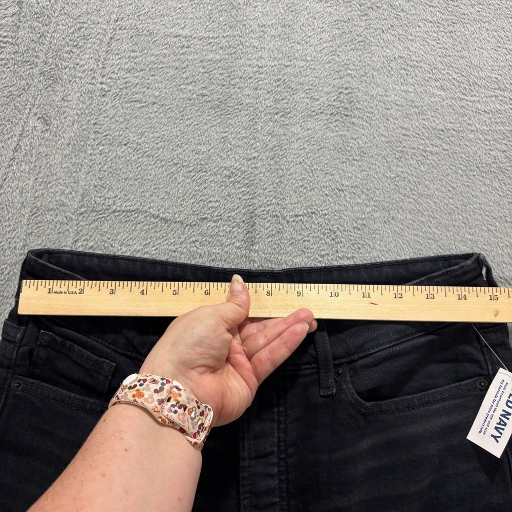 Old Navy Womens 8 Black O.G. Straight High-Rise Jeans Distressed Casual Grunge