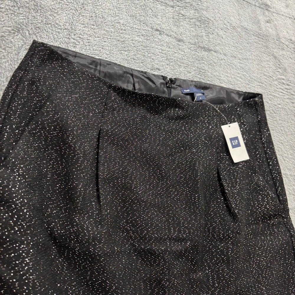 Gap 6 Womens Black Sparkle Tweed Pencil Skirt Preppy Vintage
