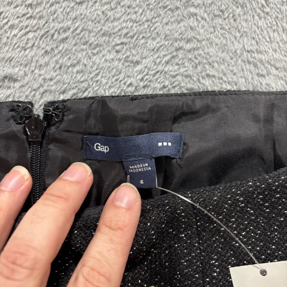 Gap 6 Womens Black Sparkle Tweed Pencil Skirt Preppy Vintage