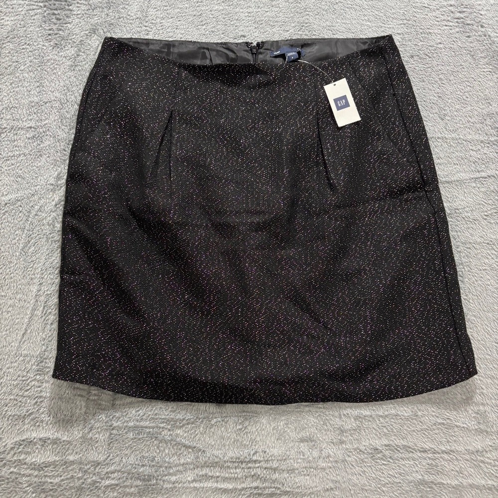 Gap 6 Womens Black Sparkle Tweed Pencil Skirt Preppy Vintage
