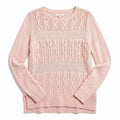 LOFT Womens S Blush Pink Cable Knit Crewneck Sweater Cozy Camel Hair Blend