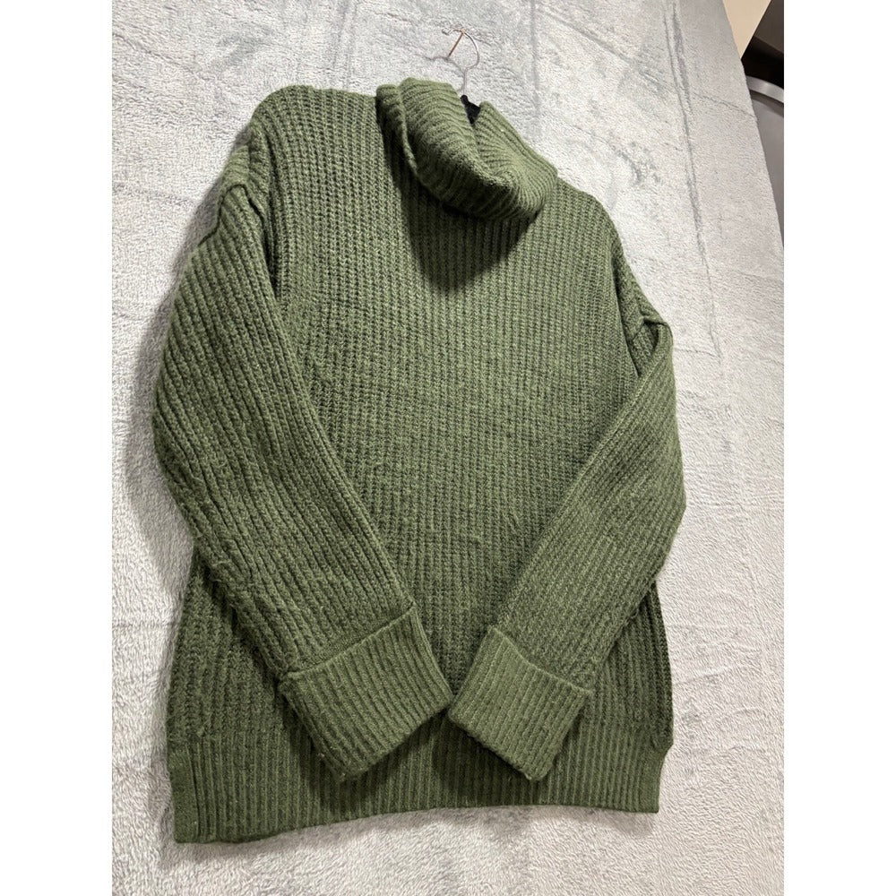 a.n.a Womens M Olive Green Chunky Ribbed Turtleneck Sweater Cozy Casual Boho